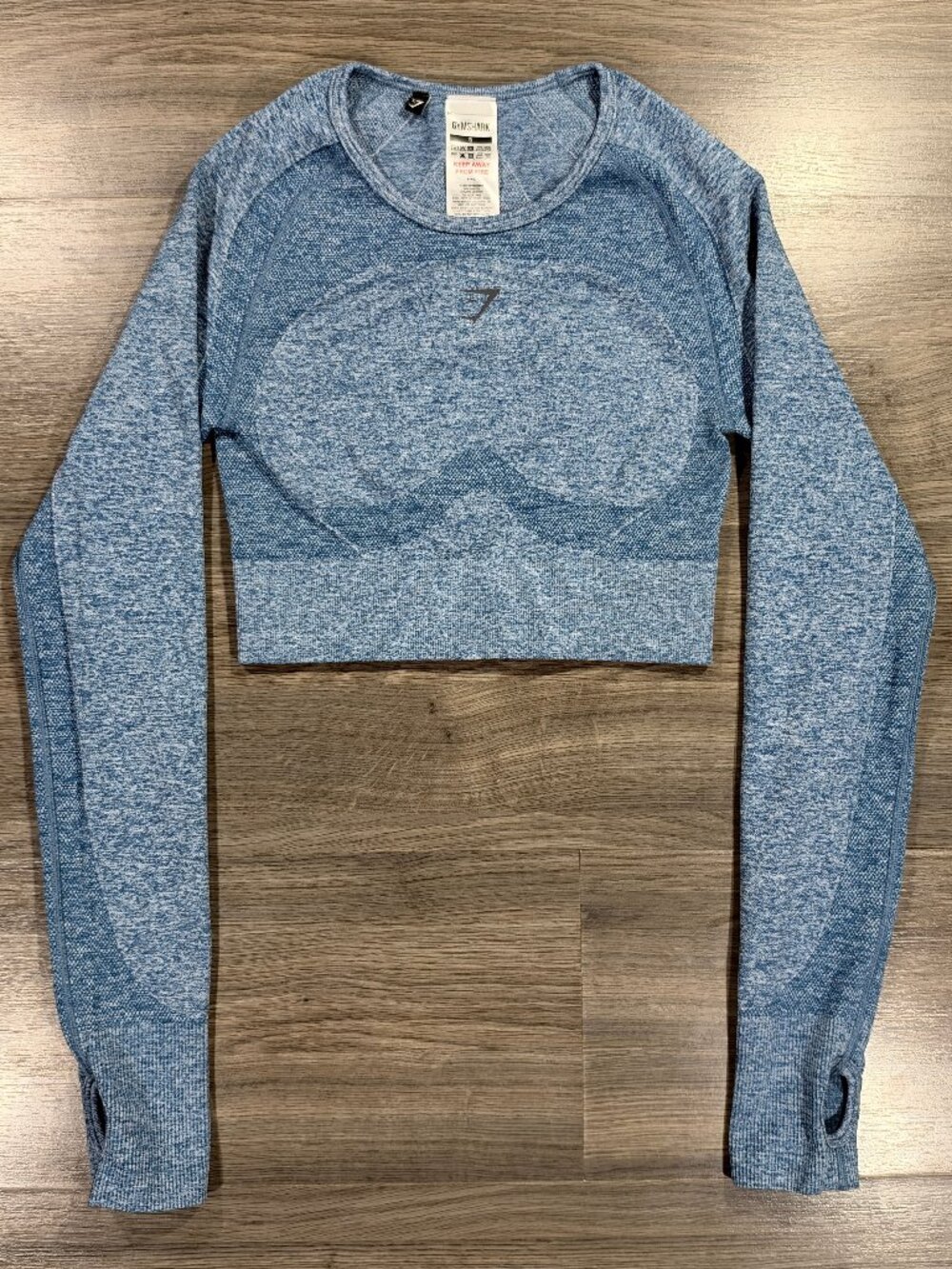 Gymshark Women's Flex Sports Long Sleeve Crop Top - Heathered Blue